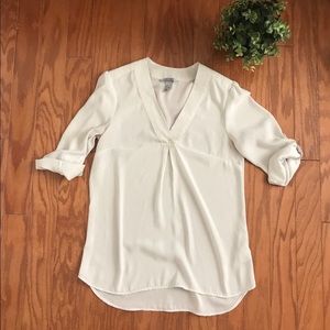 H&M VNeck White Blouse Top Work shirt
